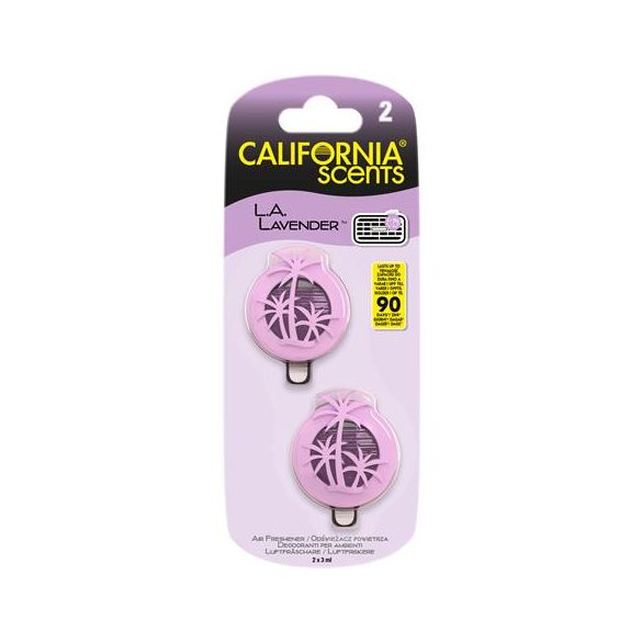 Autóillatosító, mini diffúzer, 2*3 ml, CALIFORNIA SCENTS "La Lavender"