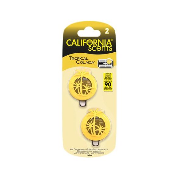 Autóillatosító, mini diffúzer, 2*3 ml, CALIFORNIA SCENTS "Tropical Colada"