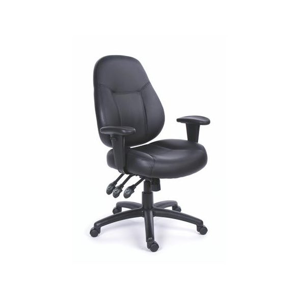 Irodai szék, állítható karfával, fekete, puha bonded bőrborítás, fekete lábkereszt, MAYAH "Champion Plus"