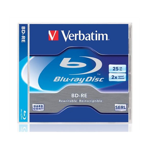 BD-RE BluRay lemez, újraírható, 25GB, 1-2x, 1 db, normál tok, VERBATIM