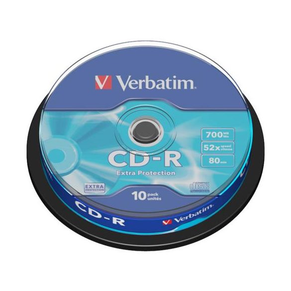 CD-R lemez, 700MB, 52x, 10 db, hengeren, VERBATIM "DataLife"