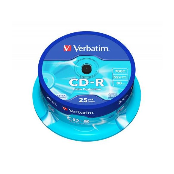 CD-R lemez, 700MB, 52x, 25 db, hengeren, VERBATIM "DataLife"