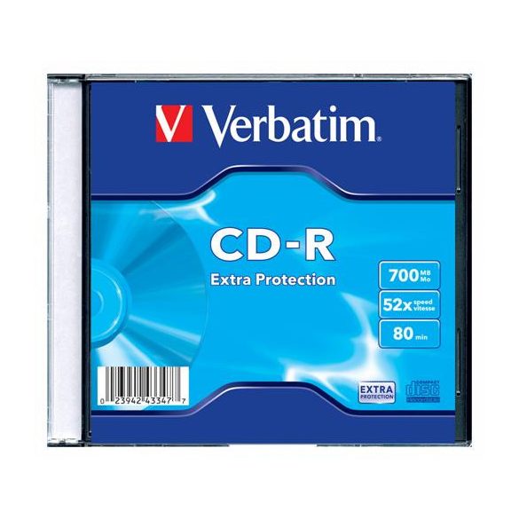 CD-R lemez, 700MB, 52x, 1 db, vékony tok, VERBATIM "DataLife"