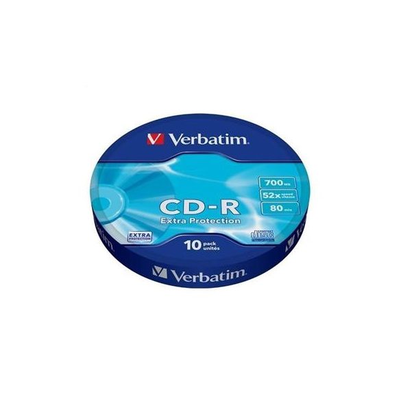 CD-R lemez, 700MB, 52x, 10 db, zsugor csomagolás, VERBATIM "DataLife"