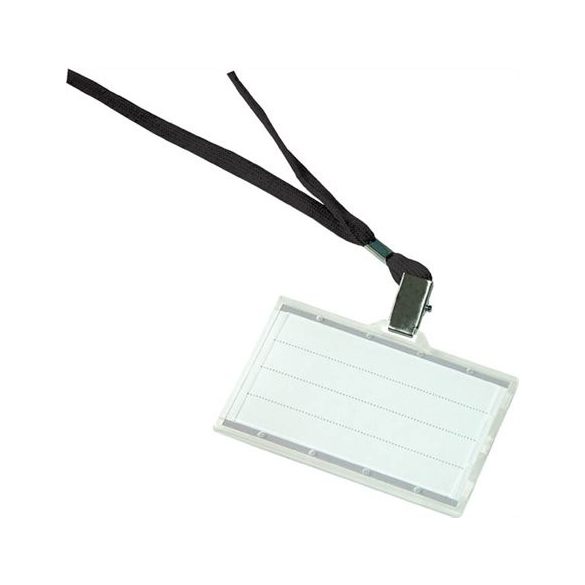 Azonosítókártya tartó, fekete nyakba akasztóval, 85x50 mm, műanyag, DONAU