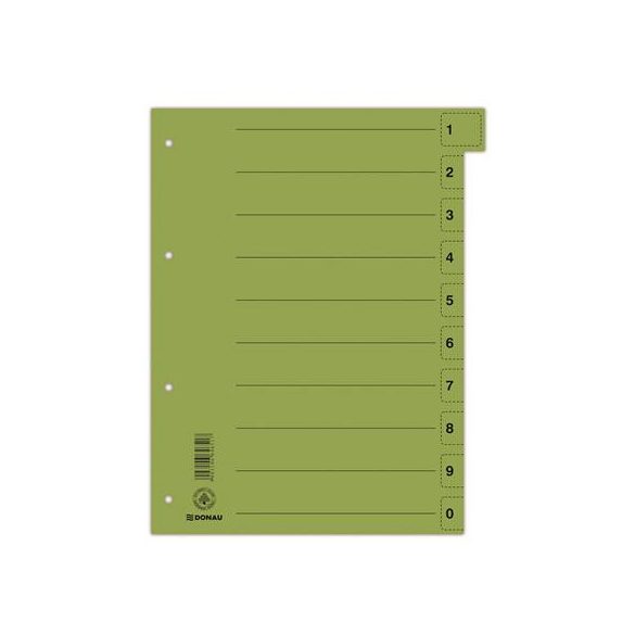 Regiszter, karton, A4, mikroperforált, DONAU, zöld
