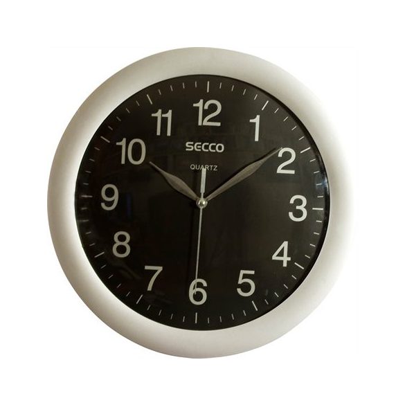 Falióra, 30 cm, SECCO "Sweep Second", ezüst/fekete