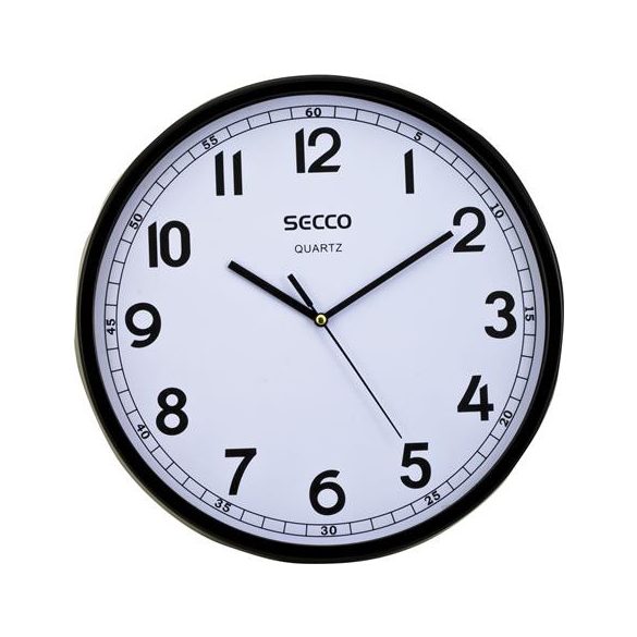 Falióra, 29,5 cm,  fekete keretes, SECCO "Sweep second"