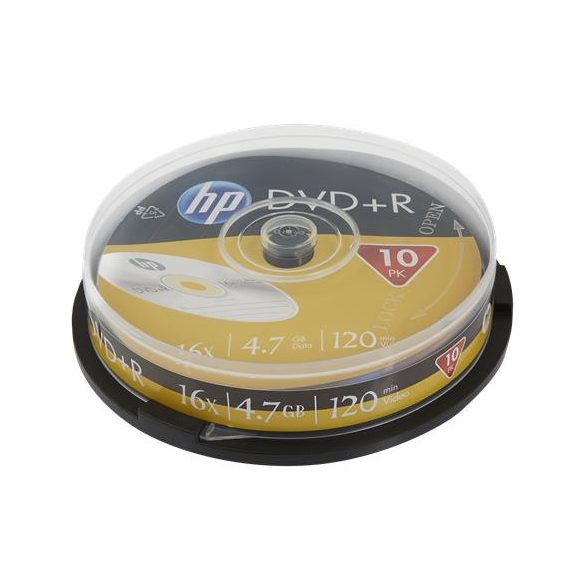 DVD-R lemez, 4,7 GB, 16x, 10 db, hengeren, HP