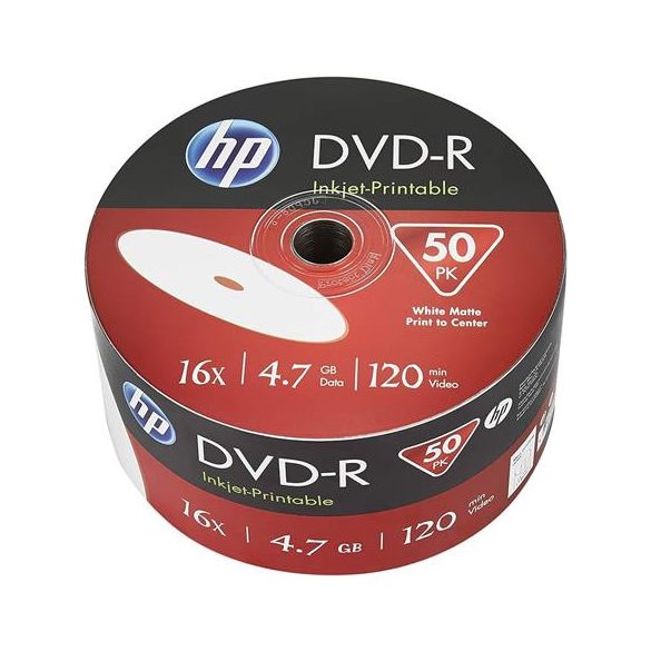 DVD-R lemez, nyomtatható, 4,7GB, 16x, 50 db, zsugor csomagolás, HP