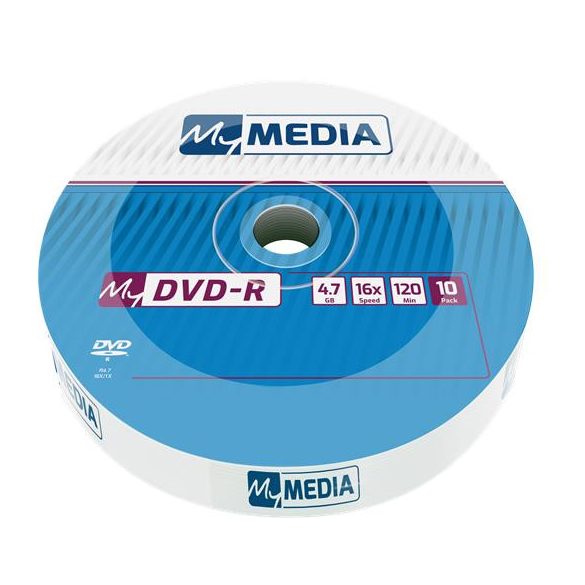 DVD-R lemez, 4,7 GB, 16x, 10 db, zsugor csomagolás, MYMEDIA (by VERBATIM)