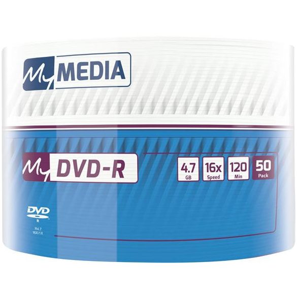 DVD-R lemez, 4,7 GB, 16x, 50 db, zsugor csomagolás, MYMEDIA (by VERBATIM)