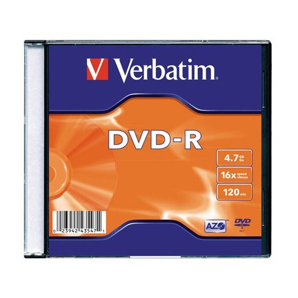 DVD-R lemez, AZO, 4,7GB, 16x, 1 db, vékony tok, VERBATIM