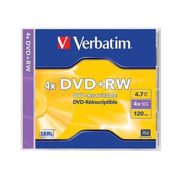 DVD+RW lemez, újraírható, 4,7GB, 4x, 1 db, normál tok, VERBATIM