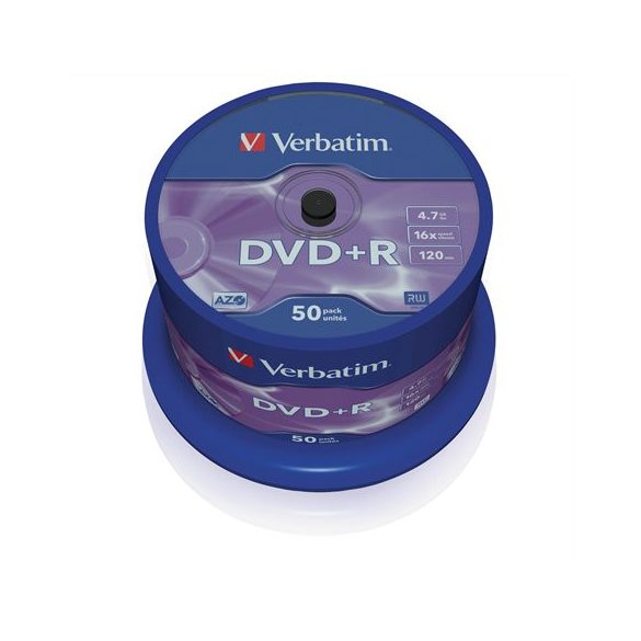 DVD+R lemez, AZO, 4,7GB, 16x, 50 db, hengeren, VERBATIM