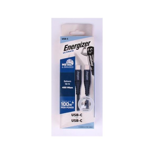 USB kábel, USB-C - USB-C, 2m, ENERGIZER, szürke