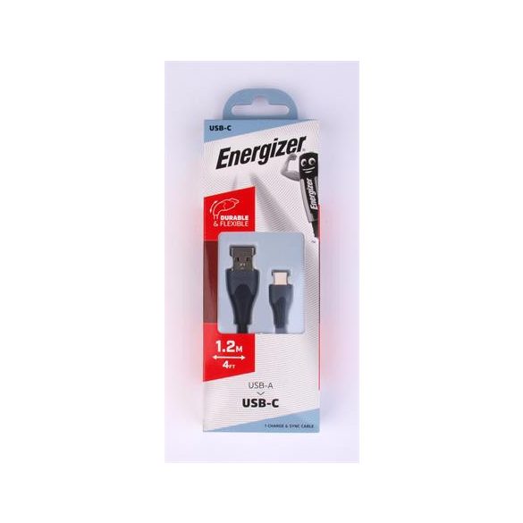 USB kábel, USB-A - USB-C, 1,2m, ENERGIZER, fekete