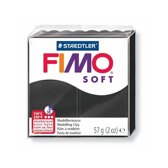 Gyurma, 57 g, égethető, FIMO "Soft", fekete