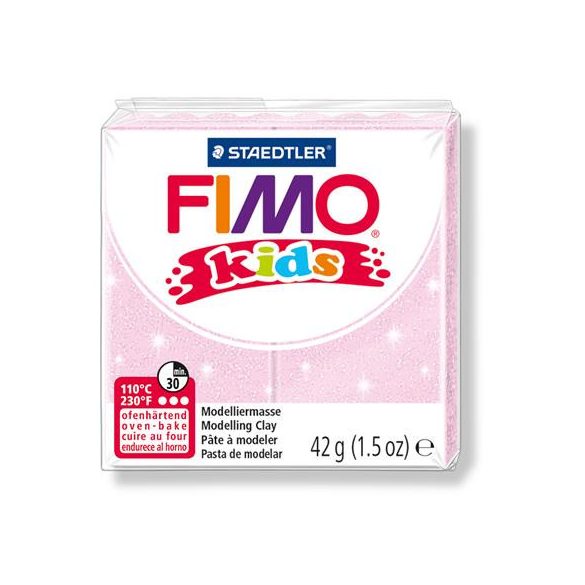 Gyurma, 42 g, égethető, FIMO "Kids", gyöngyház világos rózsaszín