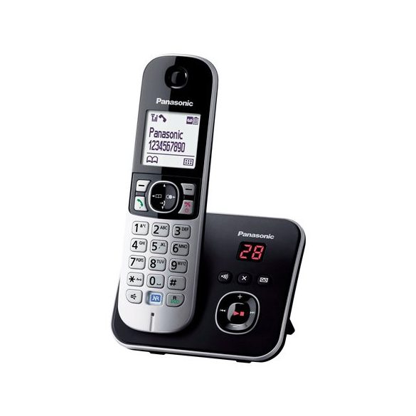 Telefon, vezeték nélküli, üzenetrögzítő, PANASONIC "KX-TG6821PDB", fekete