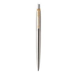   Golyóstoll, 0,7 mm, nyomógombos, arany színű klip, rozsdam. acél tolltest, PARKER "Royal Jotter", kék