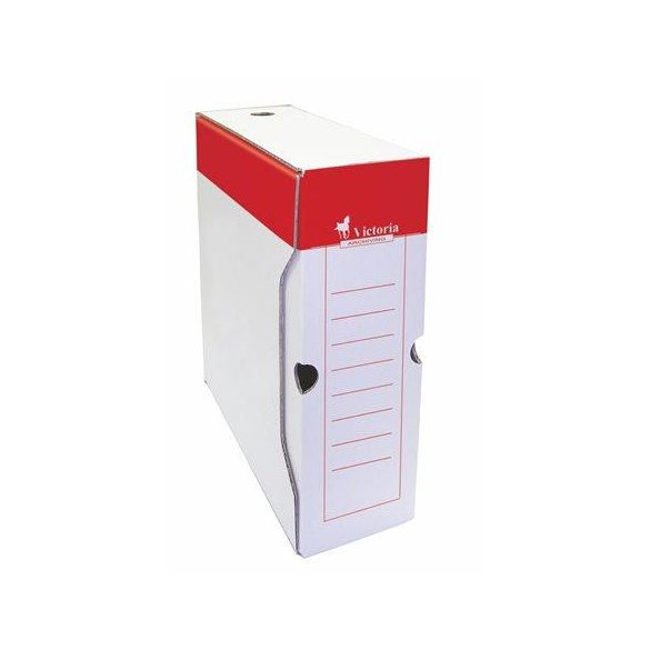 Archiválódoboz, A4, 100 mm, karton, VICTORIA OFFICE, piros-fehér