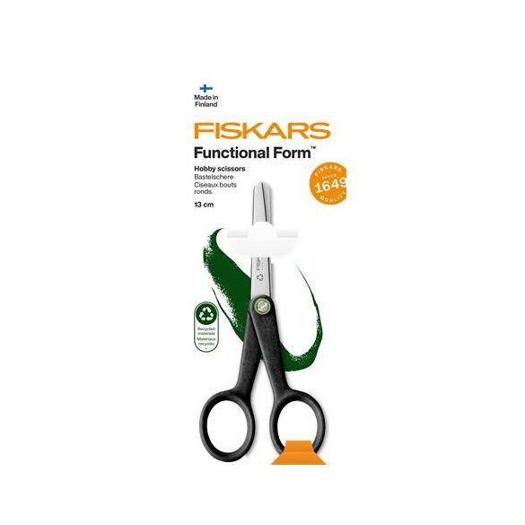 Olló, hobby, 13 cm, FISKARS "Functional Form Renew", fekete