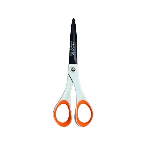 Olló, általános, tapadásmentes, 17 cm, FISKARS "Non-Stick", fehér