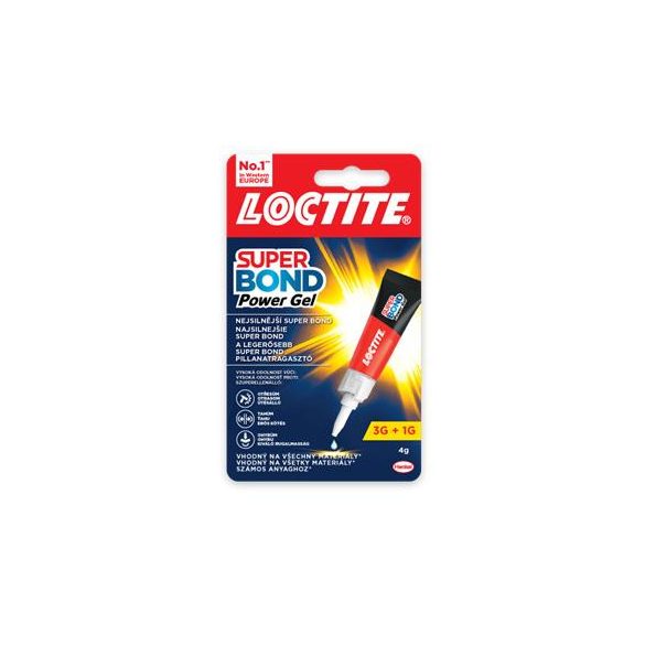 Pillanatragasztó gél, 4 g, HENKEL "Loctite Super Bond Power Gél"