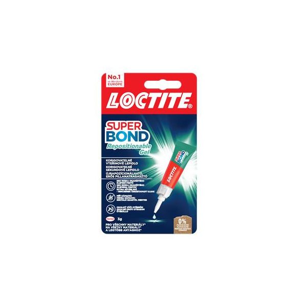 Pillanatragasztó gél, 3 g, HENKEL "Loctite Super Bond Repositionable Gel"