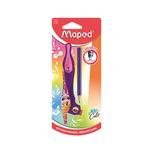 Körző, ceruzával és adapterrel, MAPED "Mini Cute", vegyes színek