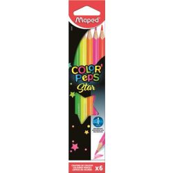   Színes ceruza készlet, háromszögletű, MAPED "Color'Peps Star Fluo", 6 különböző szín