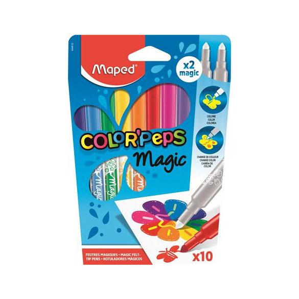 Filctoll készlet, 3,6 mm, MAPED "Color'Peps Magic", 8+2 különböző szín