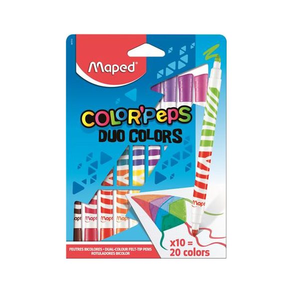 Filctoll készlet, kimosható, MAPED "Color'Peps Duo", 20 különböző szín