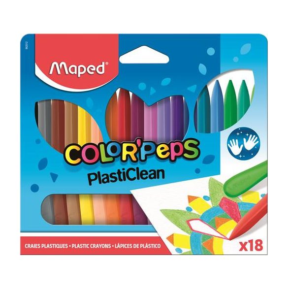 Zsírkréta, MAPED "Color'Peps" PlastiClean, 18 különböző szín
