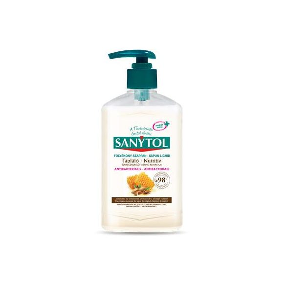 Antibakteriális folyékony szappan, 250 ml, SANYTOL "Tápláló", mandulatej