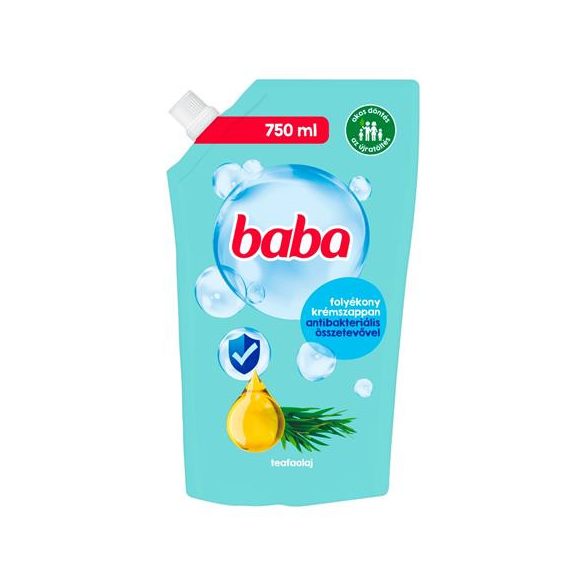 Folyékony szappan utántöltő, 750 ml, BABA, teafaolajjal