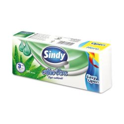   Papír zsebkendő, 3 rétegű, 100 db, "Sindy", aloe vera