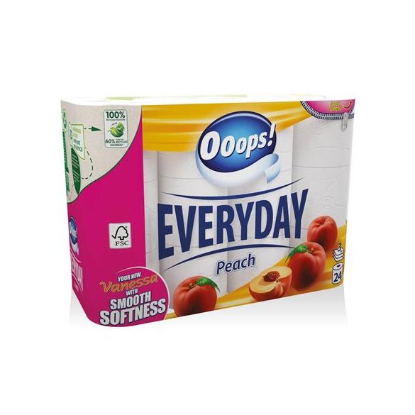 Toalettpapír, 3 rétegű, kistekercses, 24 tekercs, OOOPS "Everyday"