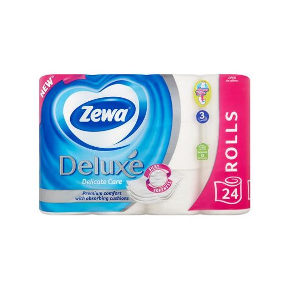 Toalettpapír, 3 rétegű, kistekercses, 24 tekercs, ZEWA "Deluxe", fehér