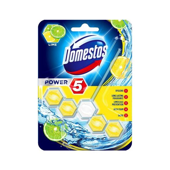 WC frissítő blokk, 1 db-os, DOMESTOS "Power 5", lime