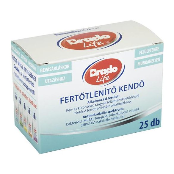 Fertőtlenítő kendő, 25 db, BRADOLIFE