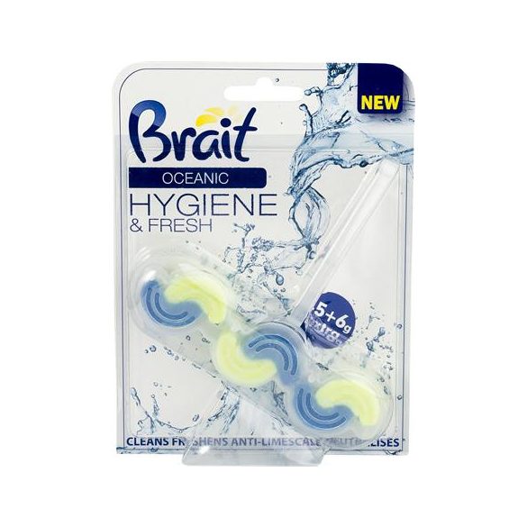 WC tisztító blokk, 2 fázisú, 45 g, "Brait Hygiene and fresh", óceán