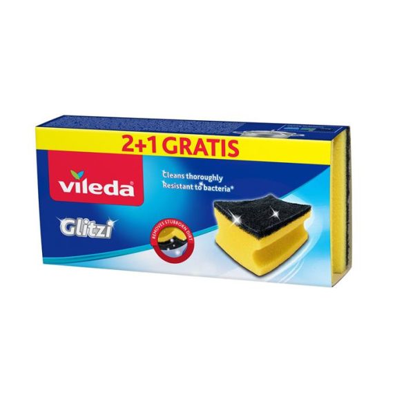 Súrolószivacs, 2+1 db, antibakteriális, VILEDA "Glitzi"