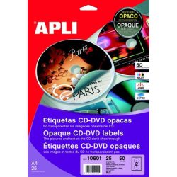   Etikett, CD/DVD, A4, teljes lefedettségű, matt, APLI "Mega"