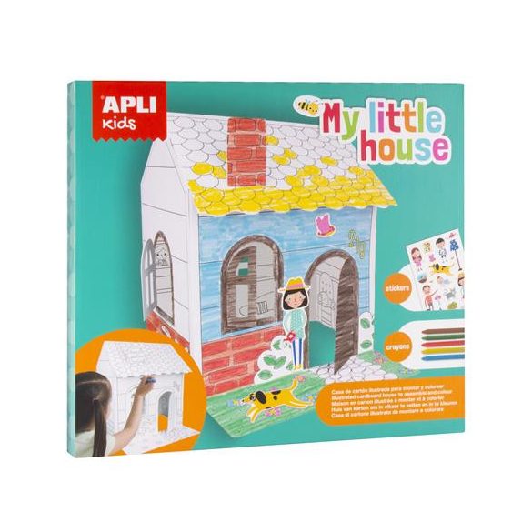 Színezhető karton babaház, matricákkal és zsírkrétákkal, APLI Kids "My little house"
