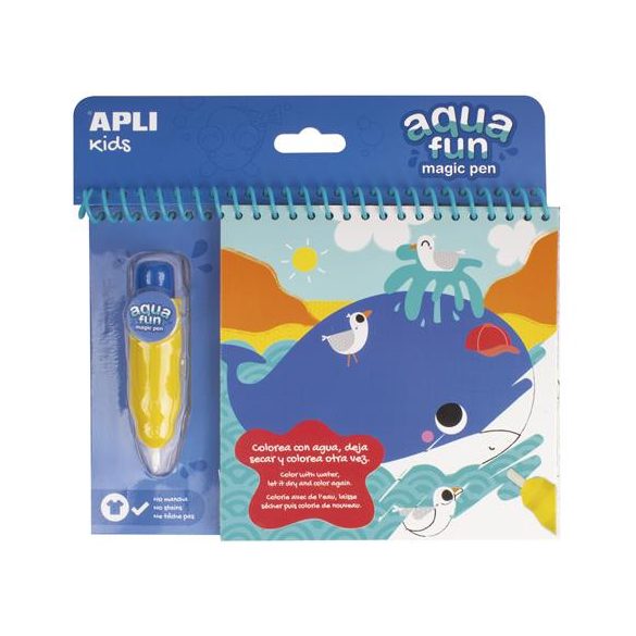 Színezőfüzet, vízbázisú, APLI Kids "Aqua Fun", tengeri állatok