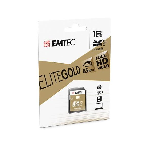 Memóriakártya, SDHC, 16GB, UHS-I/U1, 85/20 MB/s, EMTEC "Elite Gold"