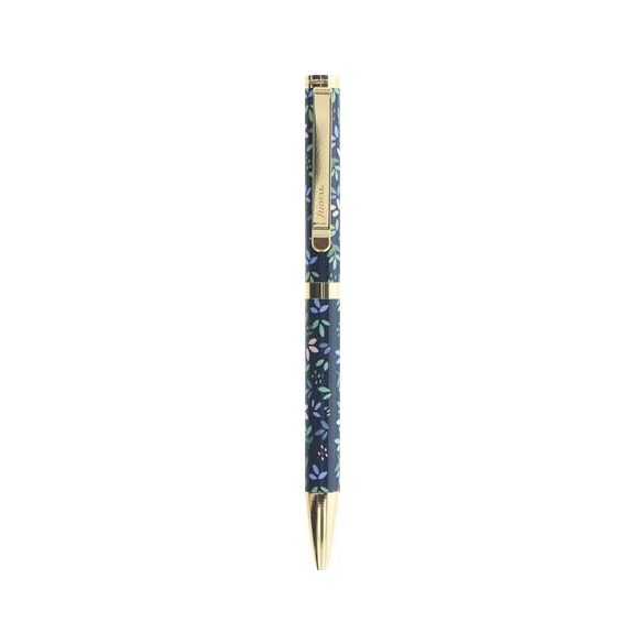 Golyóstoll, 1,0 mm, arany színű klip, sötétkék tolltest, FILOFAX "Garden", fekete