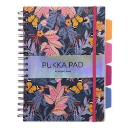   Spirálfüzet, B5, vonalas, 100 lap, PUKKA PAD "Project Book Bloom", vegyes minta